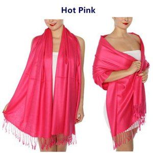 Pashmina Style Wrap Scarf Shawl Cover Fringe Sheer Pink Hot Pink sale 2 for 15